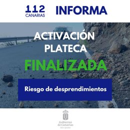 Finalizada la situación de prealerta del PLATECA por riesgo de desprendimientos en Gran Canaria e islas occidentales