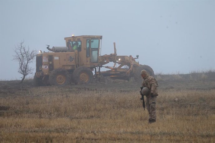 ANKARA, Dec. 24, 2025  -- The investigations are intensified at the plane crash site near Kesikkavak village in Ankara's Haymana district, Trkiye, on Dec. 24, 2025. Libya's army chief of staff, Mohammed al-Haddad, and four other military officials were 