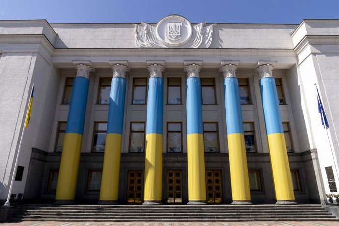 Archivo - Arquivo - 18 de abril de 2025, Kiev, cidade de Kiev, Ucrânia: Edifício principal do Parlamento ucraniano, o Verkhovna Rada da Ucrânia, na capital da Ucrânia, Kiev. A Verkhovna Rada é composta por 450 deputados, presidida por um orador.