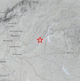 Mapa do terremoto em Yebra.