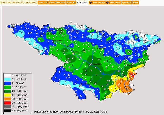 Evolució pluviométrica a la conca de l'Ebre