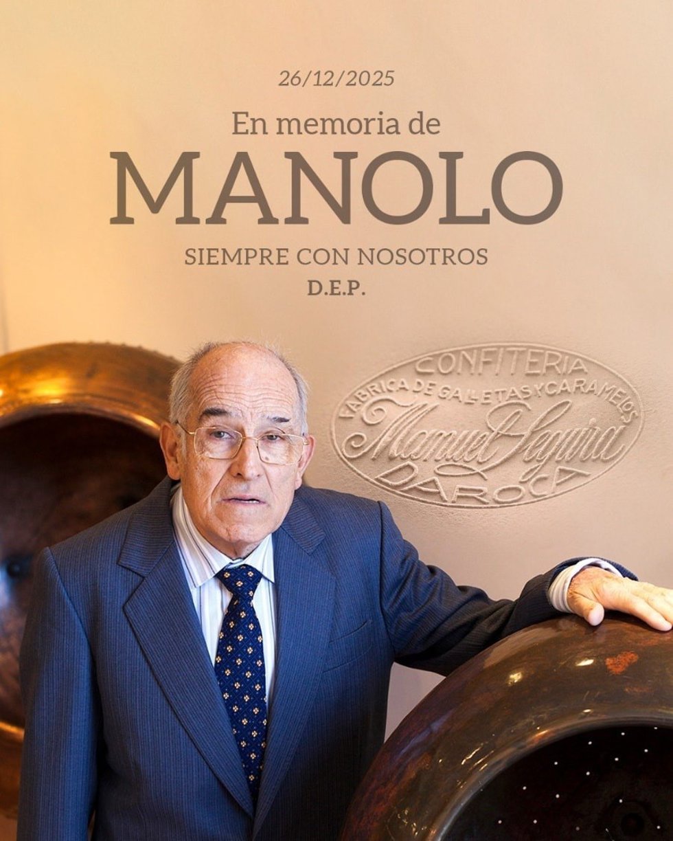 Imagen de despedida al pastelero darocense Manuel Segura Sorribes, fallecido este sábado en su localidad natal.
