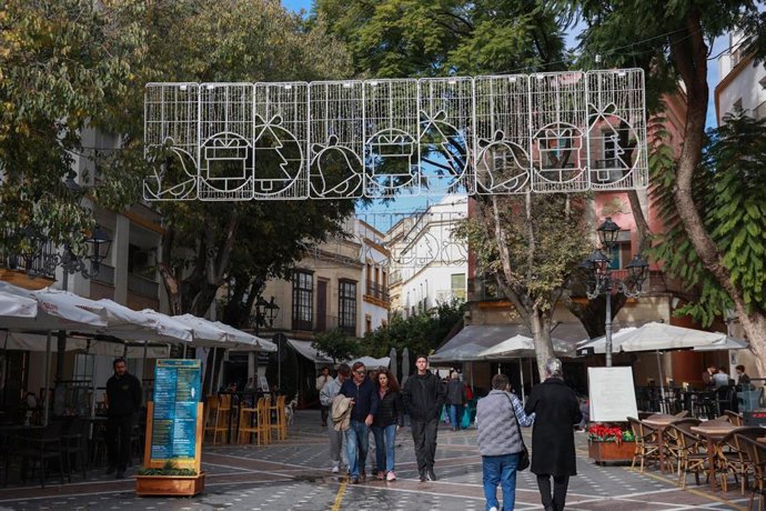 Detalle del alumbrado de Navidad de 2025 en Jerez de la Frontera (Cádiz).