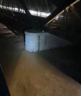 Crecida del río Guadalhorce a su paso por Cártama (Málaga)