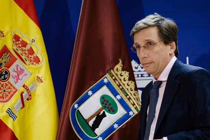 El alcalde de Madrid, José Luis Martínez-Almeida, durante una rueda de prensa