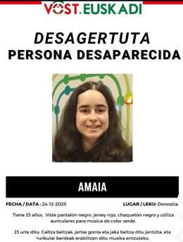 Joven desaparecida el día 24 de diciembre en San Sebastián