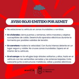 Aviso rojo por lluvias
