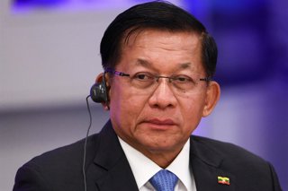 Archivo - El líder de la junta militar de Birmania, Min Aung Hlaing, durante un acto en la capital de Rusia, Moscú, en septiembre de 2025 (archivo)