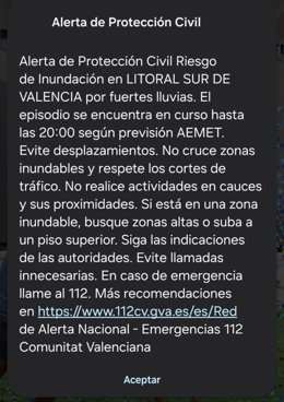 Mensaje enviado por el 112