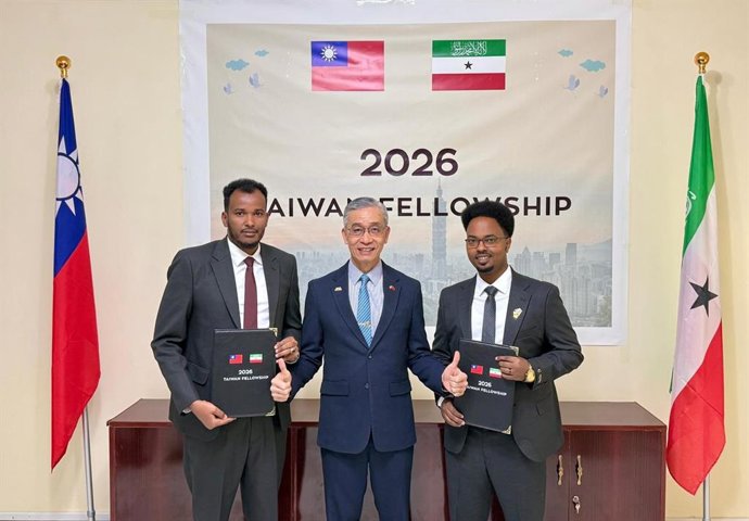 O embaixador de Taiwan na Somalilândia, Allen Lou, durante um evento comemorativo.