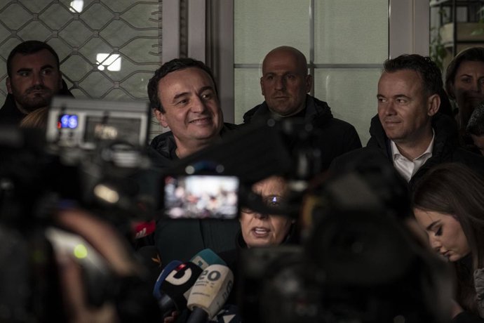 Archivo - February 9, 2025, Pristina, Pristina, Kosovo: Kosovo parliamentary elections are held today, Sunday February 9. With 38,2% of the preferences, the Levizja VetoVendosja party wins the elections.