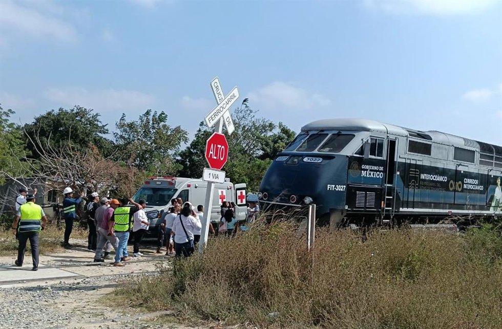 El lugar del descarrilamiento del Ferrocarril Interoceánico en el estado mexicano de Oaxaca