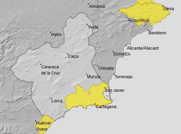 La Aemet mantiene para este lunes su aviso por lluvias y tormentas en el Campo de Cartagena y Mazarrón