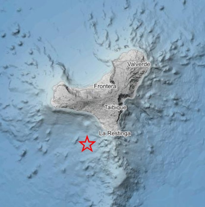 Terremotos localizados al suroeste de El Hierro