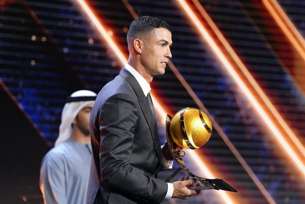 El futbolista portugués Cristiano Ronaldo, en los Globe Soccer Awards 2025.
