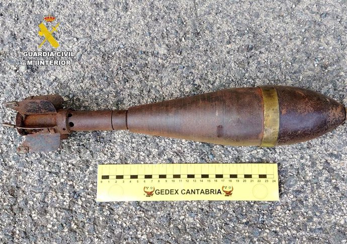 Granada de mortero hallada en una vivienda de Valle de Villaverde