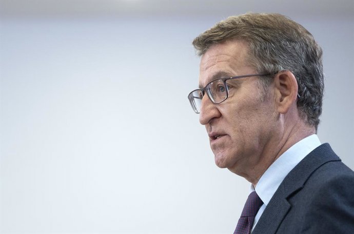 Archivo - El líder del PP, Alberto Núñez Feijóo, ofrece una rueda de prensa, tras una reunión con el presidente del Gobierno, Pedro Sánchez, en el Congreso de los Diputados, a 22 de diciembre de 2023, en Madrid (España). Durante el encuentro, han tratado 