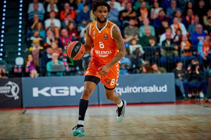 December 23, 2025, Valencia, Spain: Jean Montero of Valencia Basket seen in action during the EuroLeague Basketball regular season gameday 18, between Valencia Basket (ESP) and Kosner Baskonia Vitoria-Gasteiz (ESP) at Roig Arena. Final scores:   Valencia 