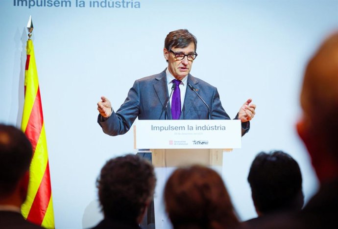 El president de la Generalitat, Salvador Illa, en l'acte de balanç de les ajudes a la industrialització 2025