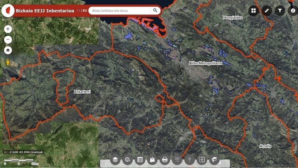 Inventario on line de la Diputación de Bizkaia sobre suelos disponibles