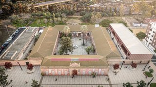 Vista áerea de la Escuela de Arte León Ortega de Huelva.