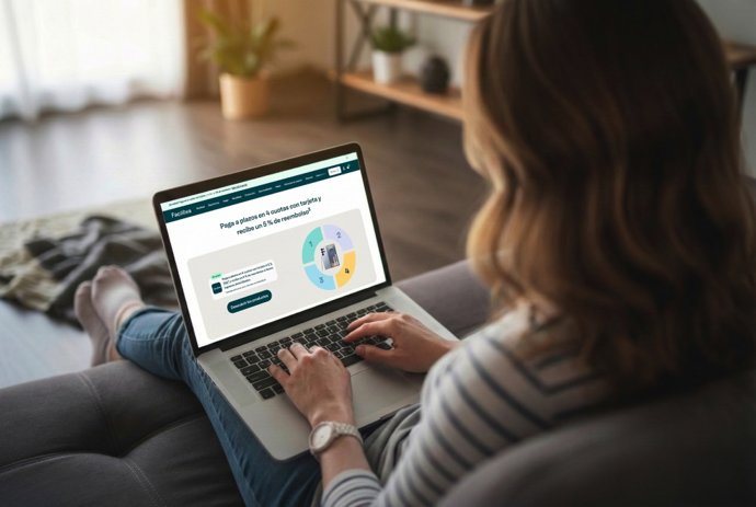 Una persona consulta en la web de Facilitea la nueva opción de pago en 4 plazos sin intereses