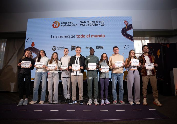 Atletas profissionais da Nationale-Nederlanden San Silvestre Vallecana 2025.