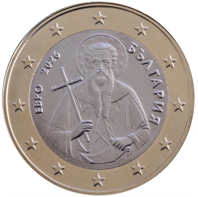 Archivo - Moneda de 1 euro acuñada por Bulgaria