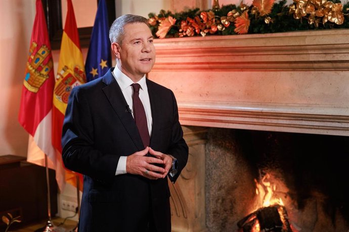 El presidente de Castilla-La Mancha, Emiliano García-Page, durante su discurso de Año Nuevo.