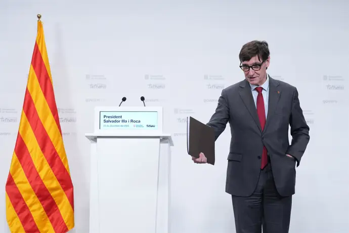 Salvador Illa durante una rueda de prensa.
