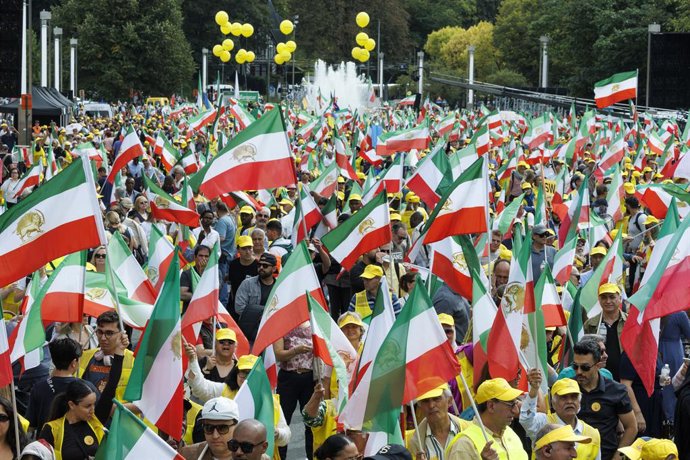 Archivo - Rally for a Free Iran organized by Iranian associations in Europe, in collaboration with the Iranian alternative movement NCRI (NCRI program), in Brussels, on Saturday 06 September 2025.