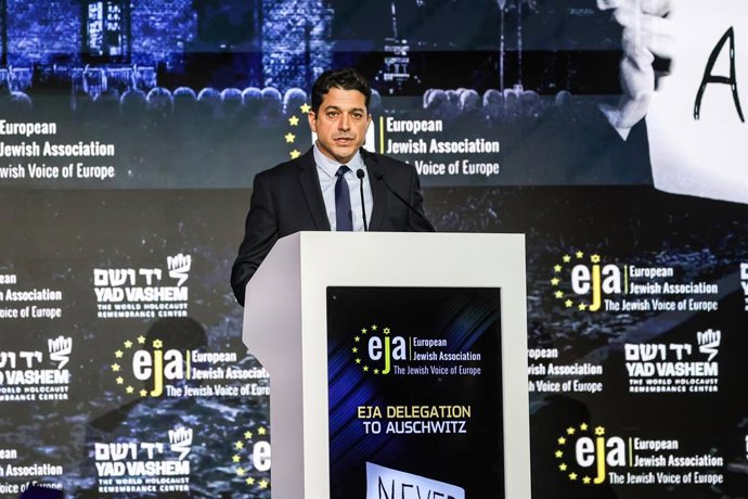 Archivo - Arquivo - 22 de janeiro de 2024, Cracóvia, Polônia: Amichai Chikli, Ministro de Assuntos da Diáspora e Combate ao Antissemitismo do Estado de Israel, discursa durante o simpósio da Associação Judaica Europeia no Centro de Conferências do Hilton 