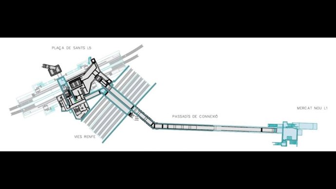 Archivo - Obras de adaptación de la L5 en plaza de Sants de Barcelona.