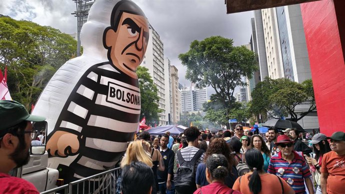 Manifestación en Sao Paulo contra Jair Bolsonaro.