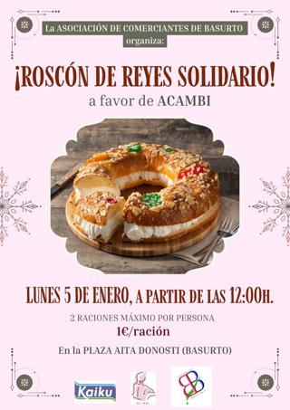 Cartel del Roscón de Reyes Solidario en Bilbao