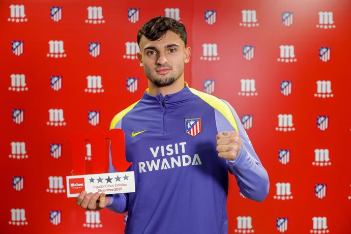 El jugador del Atlético de Madrid Marc Pubil, elegido 'Jugador Cinco Estrellas de diciembre'.