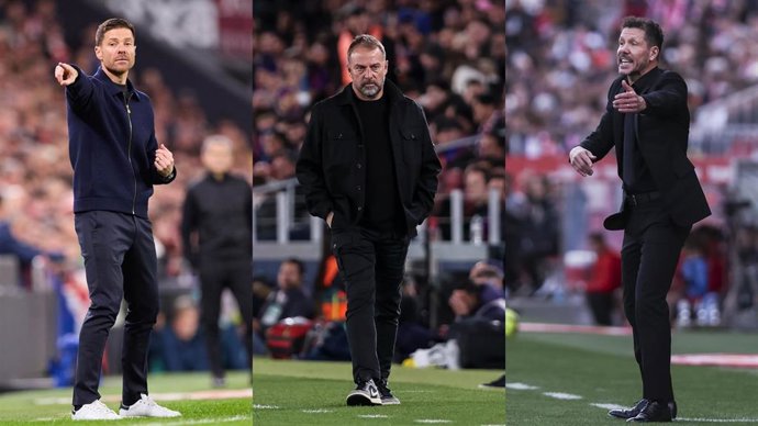 Los entrenadores Xabi Alonso (Real Madrid), Hansi Flick (FC Barcelona) y Diego Pablo Simeone (Atlético de Madrid).