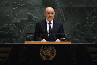 Archivo - El presidente de Yemen, Rashad Mohamed al-Alimi, en la Asamblea General de la ONU.