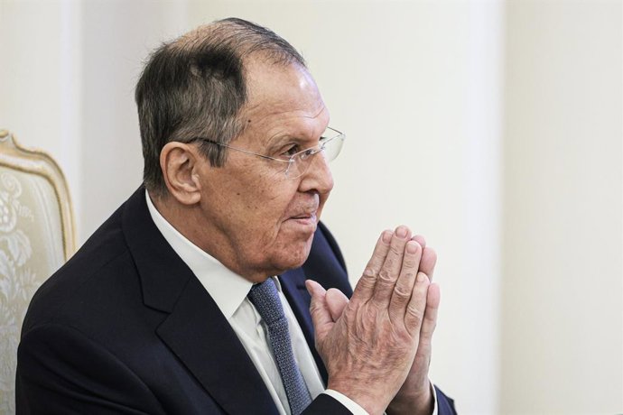 RÚSSIA, MOSCOU - 23 DE DEZEMBRO DE 2025: O Ministro das Relações Exteriores da Rússia, Sergei Lavrov, participa de uma reunião da Comissão da Federação Russa para a UNESCO na Casa de Recepção do Ministério das Relações Exteriores da Rússia