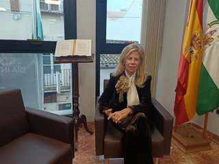 La subdelegada del Gobierno en Huelva, María José Rico, durante un momento de la entrevista.