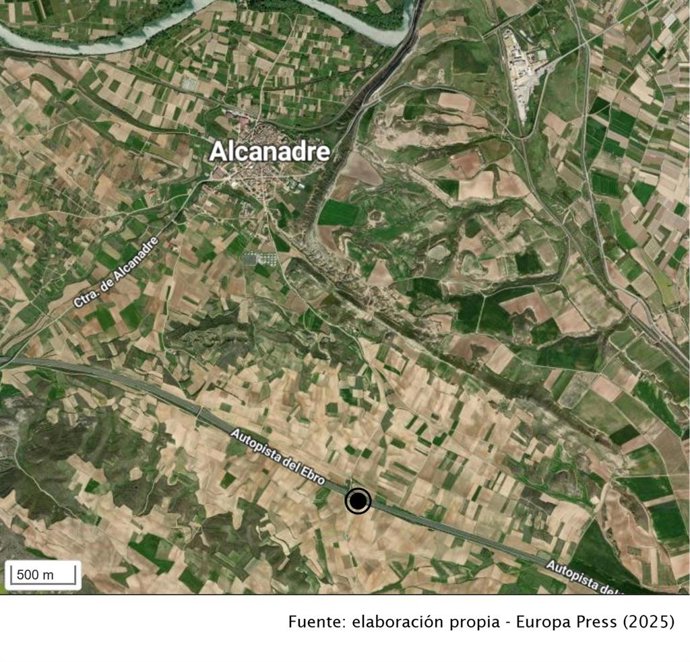 Una mujer, trasladada al San Pedro tras volcar su vehículo en la AP-68 en Alcanadre