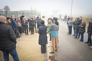 Visita de la candidata del PSOE Aragón, Pilar Alegría, a Monzón (Huesca).
