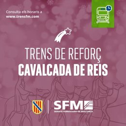 SFM reforzará el próximo lunes el servicio de tren Palma-Inca con motivo de la Cabalgata de Reyes
