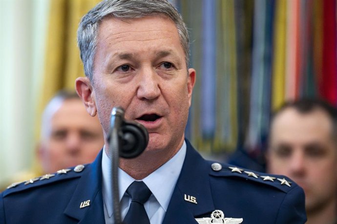 December 15, 2025, Washington, District Of Columbia, USA: United States Air Force General Dan Caine, Chair, Joint Chiefs of Staff, speaks before presenting 13 service members with Mexican Border Defense Medals during a ceremony in the Oval Office of the W