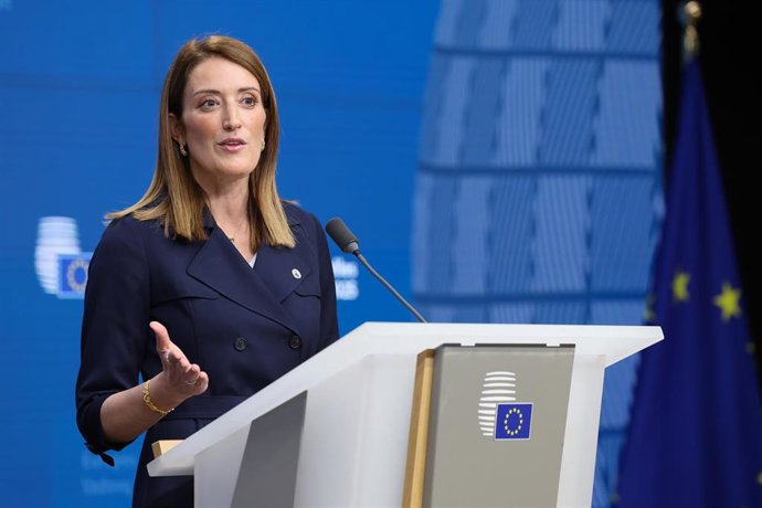 Archivo - La presidenta del Parlamento Europeo, Roberta Metsola.
