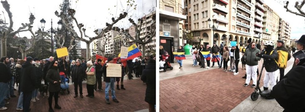 Imágenes de las dos concentraciones en torno a Venezuela que han coincidido en El Espolón