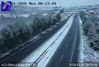 Imagen de las cámaras del Servei Català de Trànsit (SCT) de la A-2 en Lleida