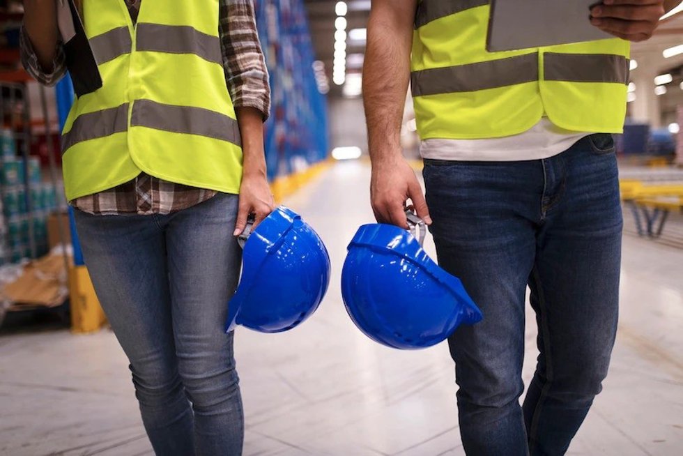 Archivo - Dos personas trabajando en una fábrica