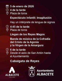 Albacete mantiene el acto de la Plaza de Toros con la llegada de los Reyes Magos y la celebración de la Cabalgata.