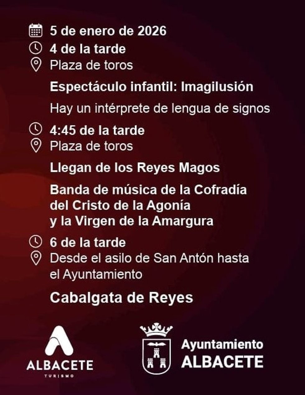 Albacete mantiene el acto de la Plaza de Toros con la llegada de los Reyes Magos y la celebración de la Cabalgata.